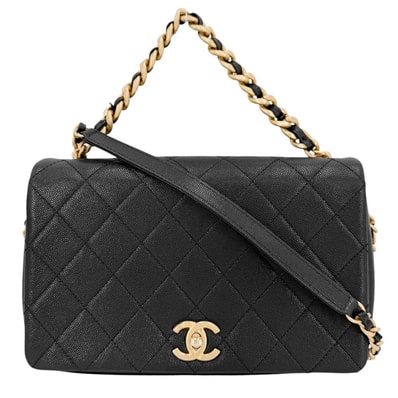 CHANEL シャネル 2WAY マトラッセ ココマーク ハンドバッグ ショルダーバッグ 肩掛け 斜め掛け チェーン キャビアスキン ブラック 黒 ゴールド金具 レディース 美品【中古品】