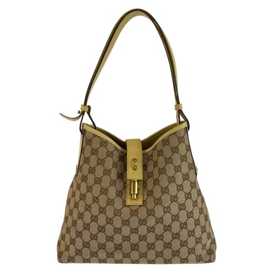 GUCCI グッチ ジャッキー ベージュ イエロー ゴールド金具 GGキャンバス レザー/ ショルダーバッグ 603151 【中古】