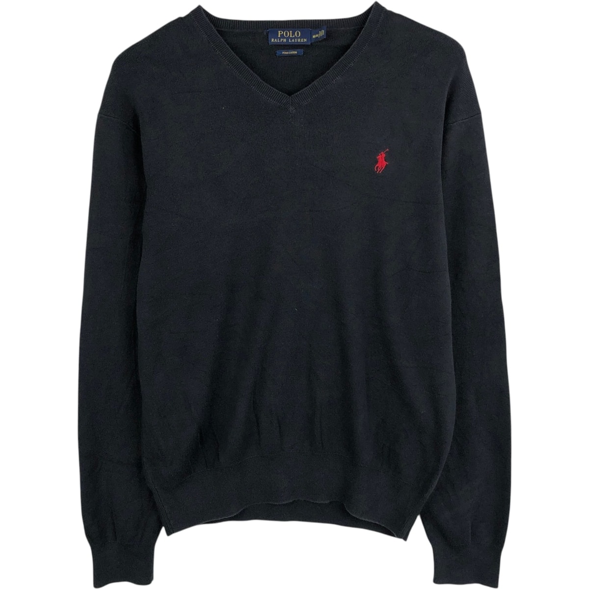 古着 ラルフローレン Ralph Lauren POLO by Ralph Lauren Vネック ピマコットンニットセーター メンズM相当/eaa672420