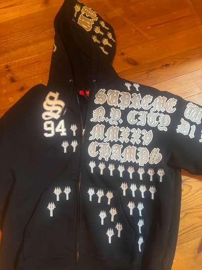 Supreme League Champs Zip Up Hooded Sweatshirt "Black"