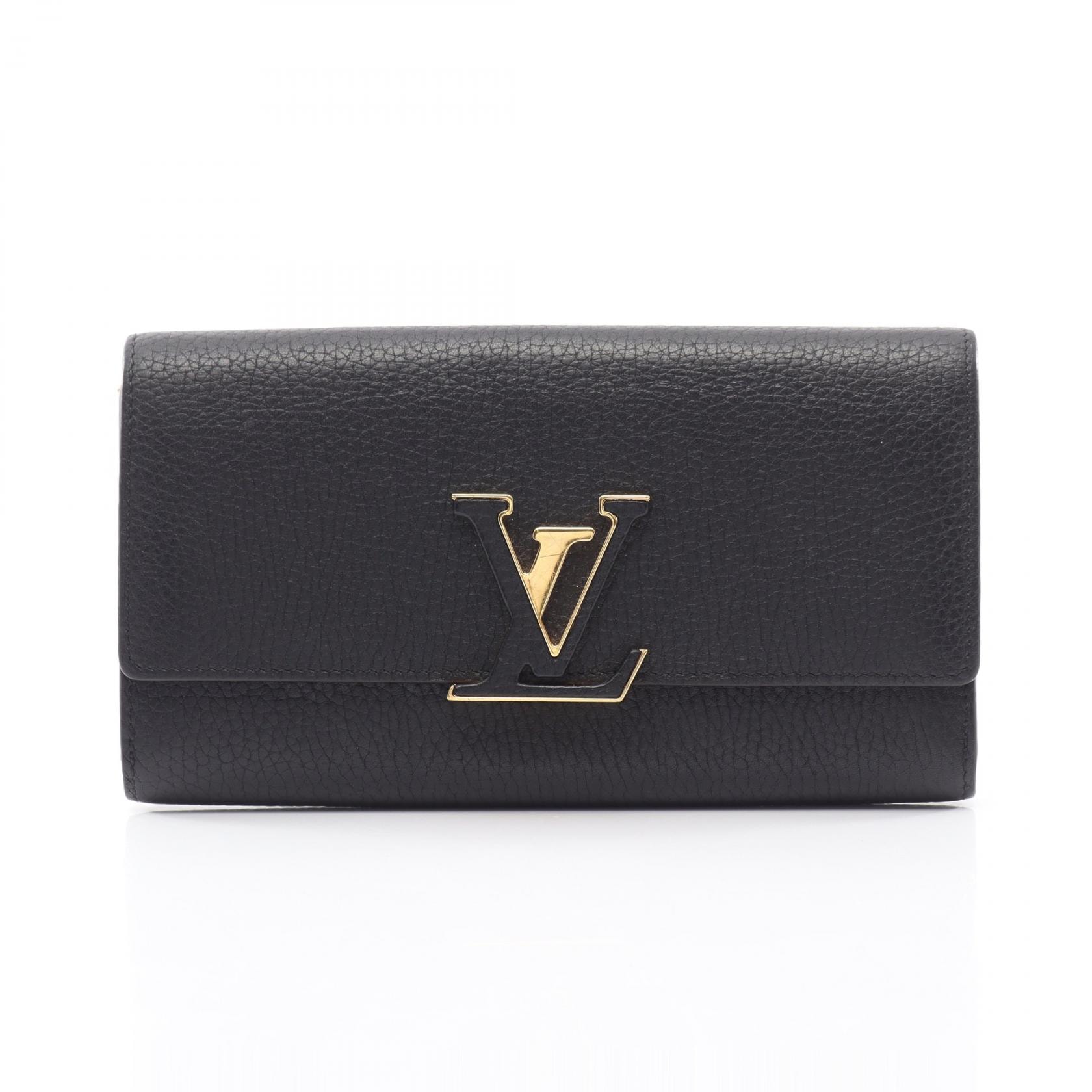 ルイ・ヴィトン LOUIS VUITTON ポルトフォイユ カプシーヌ トリヨン ノワール 二つ折り長財布 財布 レザー レディース ブラック系 M61248 【中古】