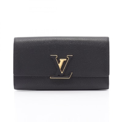 ルイ・ヴィトン LOUIS VUITTON ポルトフォイユ カプシーヌ トリヨン ノワール 二つ折り長財布 財布 レザー レディース ブラック系 M61248 【中古】