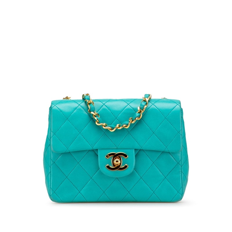 シャネル マトラッセ ココマーク チェーン ショルダーバッグ ターコイズブルー ラムスキン レディース CHANEL 【中古】