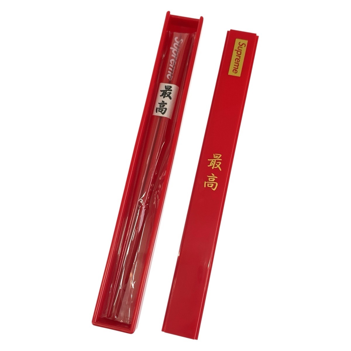 新品未使用 Supreme シュプリーム 最高 Chopsticks レッド ウッド プラスチック/ 箸 ケース付き 604411 【中古】