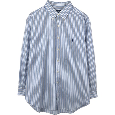 古着 ラルフローレン Ralph Lauren CLASSIC FIT クラシックフィット マルチストライプ 長袖 ボタンダウンストライプシャツ メンズXL相当/eaa666316