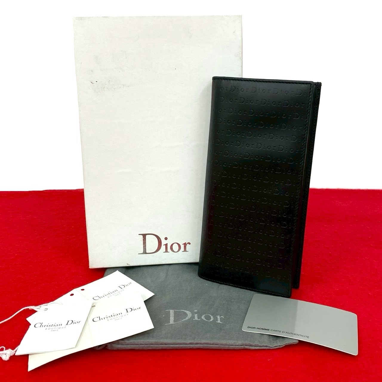 Christian Dior ディオール ロゴ 型押し レザー 長財布 ブラック
 06986