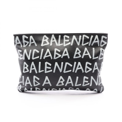 バレンシアガ BALENCIAGA グラフィティ セカンドバッグ クラッチバッグ バッグ レザー メンズ ブラック系 / ホワイト系 494040 【中古】
