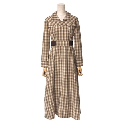 COMME des GARCONS コムデギャルソン ワンピース チェック ロング フレア ドレス エンパイアワンピース 長袖 ブランド古着【中古】20250609/RA5026