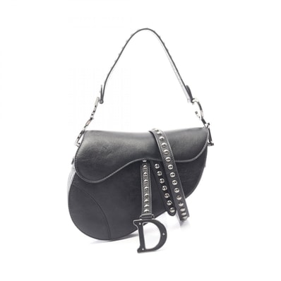 ディオール Dior SADDLE サドル スタッズ 2WAY ハンドバッグ バッグ レザー レディース ブラック系 M0455 【中古】