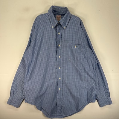 古着 ブルックスブラザーズ Brooks Brothers 長袖シャツ USA製 ボタンダウン 胸ポケット M ブルー系 チェック メンズ