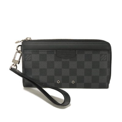 LOUIS VUITTON ルイ・ヴィトン ジッピー ドラゴンヌ ロゴ エンボス ブラック L字ファスナー ハンドル ストラップ コンパートメント カードケース コインケース RFID ICチップ ダミエ グラフィット ノワール 長財布 N60379