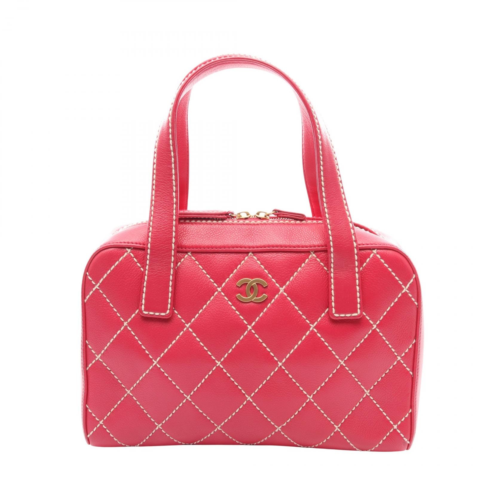シャネル CHANEL ワイルドステッチ ハンドバッグ バッグ レザー レディース ピンク系 【中古】
