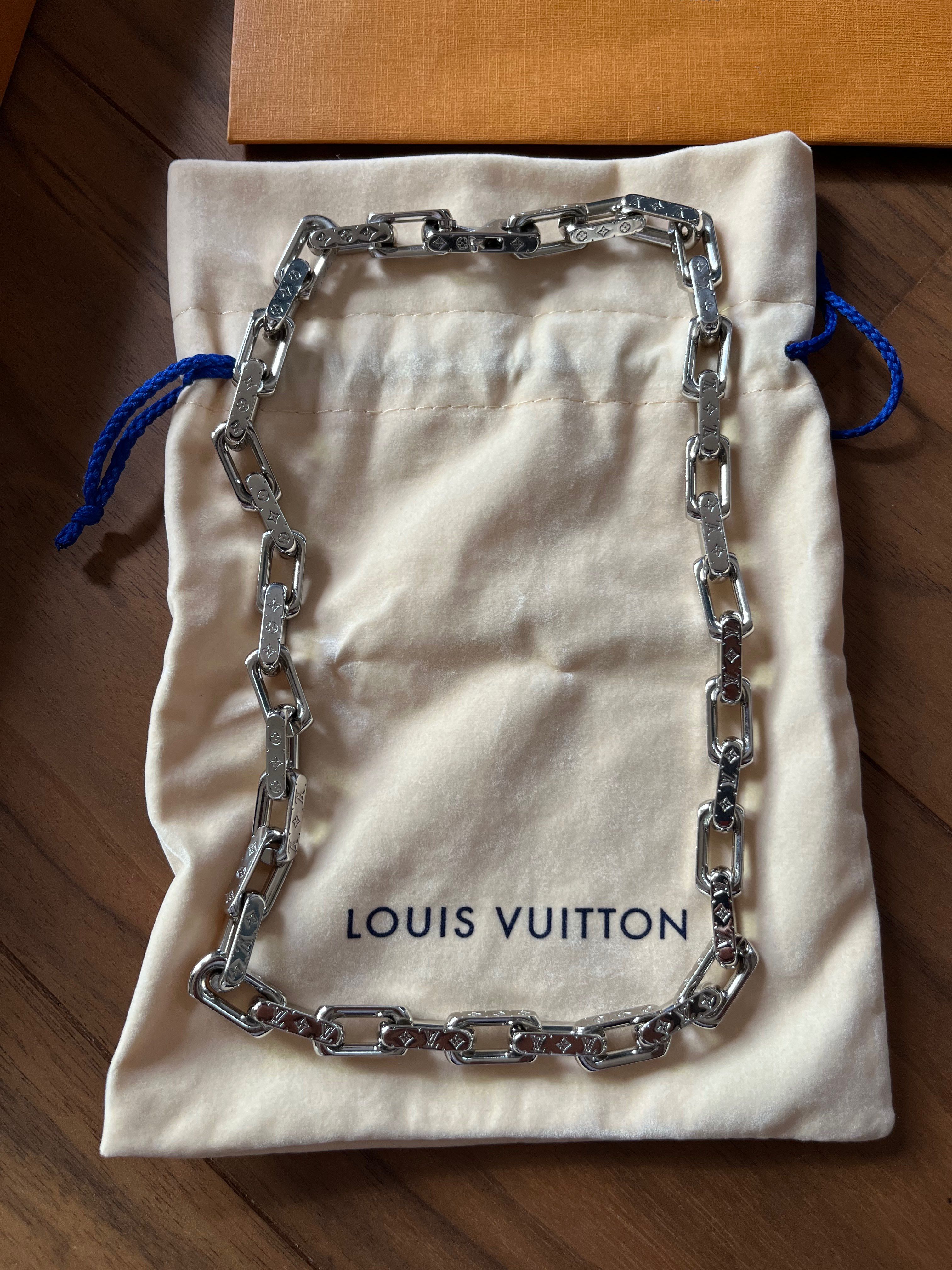 Louis Vuitton Monogram Chain Necklace "Silver"