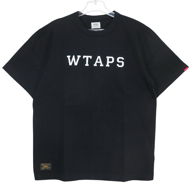 新品 WTAPS ダブルタップス 16AW DESIGN SS/TEE.COTTON.LOOPWHEEL 162ATDT-CSM04 デザイン ショートスリーブ Tシャツ コットン ループウィール ブラック カレッジ 半袖 サイズXL