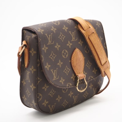 LOUIS VUITTON ルイ・ヴィトン モノグラム サンクルーGM M51242 ショルダーバッグ ブラウン コーティングキャンバス レザー レディース