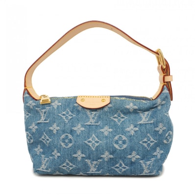 【6db0923】ルイヴィトン ハンドバッグ モノグラム・デニム ポシェットヒルズ M82949 ブルー【中古】レディース
