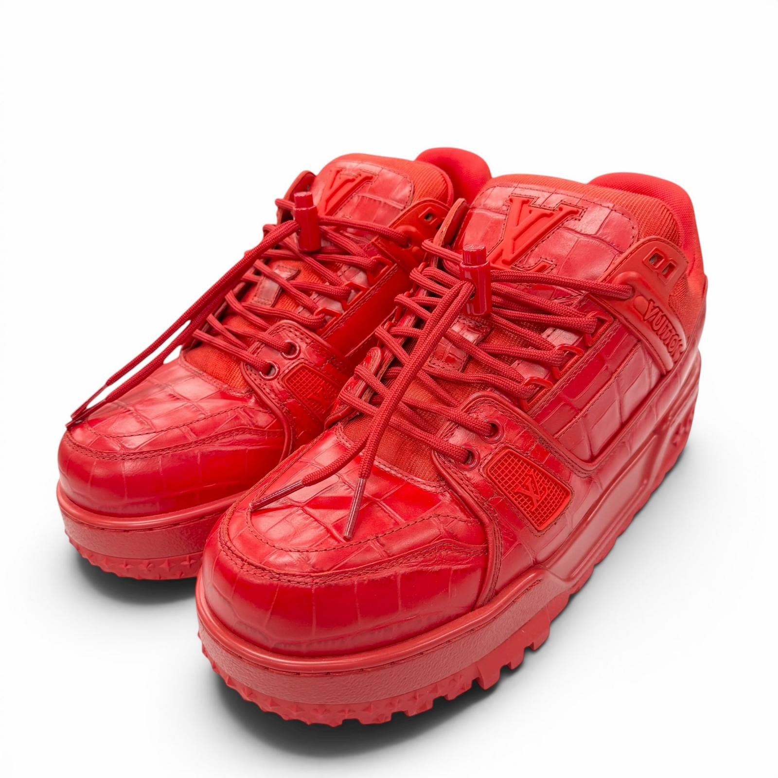 極美品 ルイヴィトン スニーカー LVトレイナーマキシライン レッド 6.5 이미지