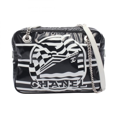 シャネル CHANEL LA PAUSA ラパウザ クルーズコレクション ショルダーバッグ バッグ PVCコーティングキャンバス レザー レディース ブラック系 / ホワイト系 【中古】