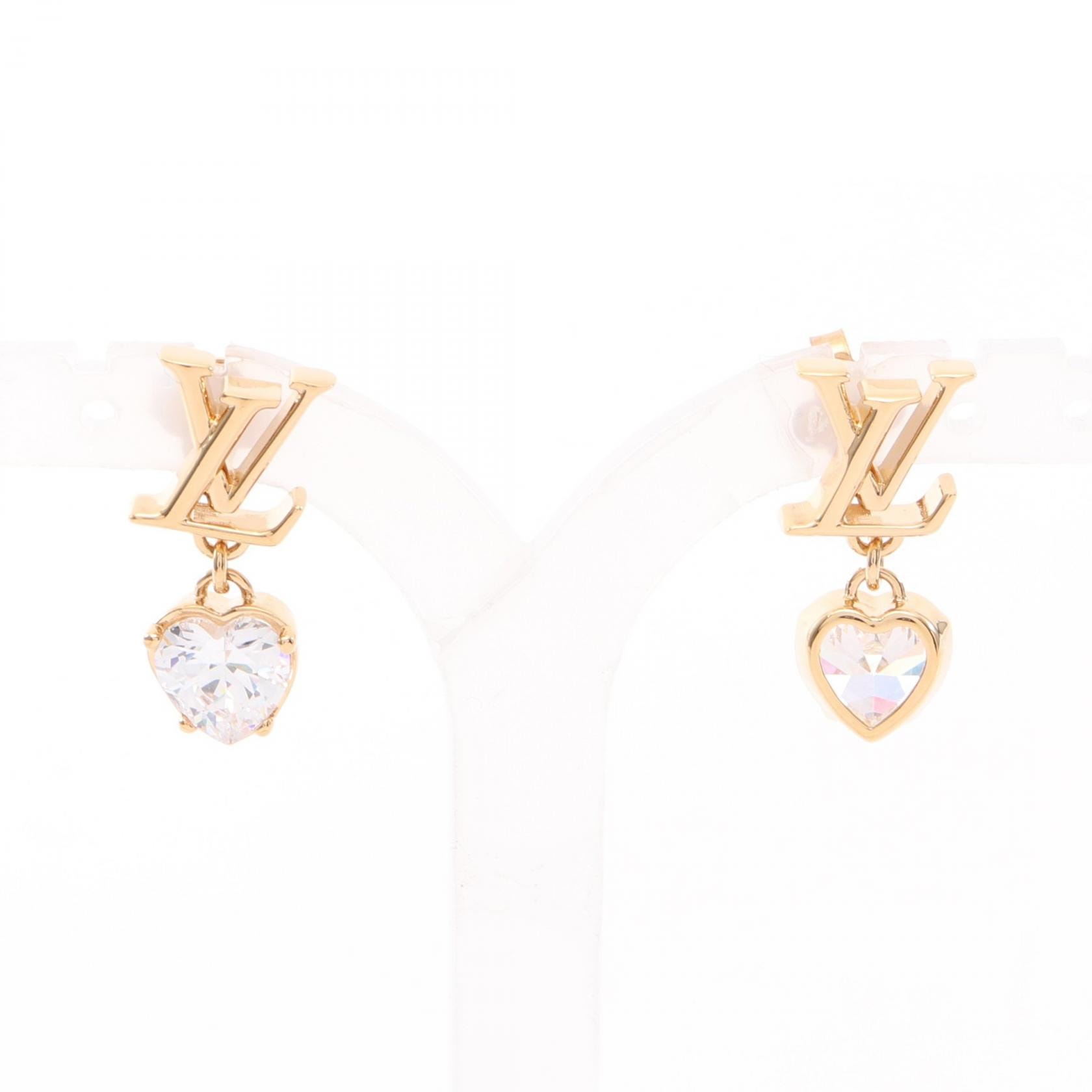 ルイ・ヴィトン LOUIS VUITTON LV アイコニック ハート ピアス ジュエリー GP(ゴールドメッキ) ラインストーン レディース ゴールド系 【中古】
