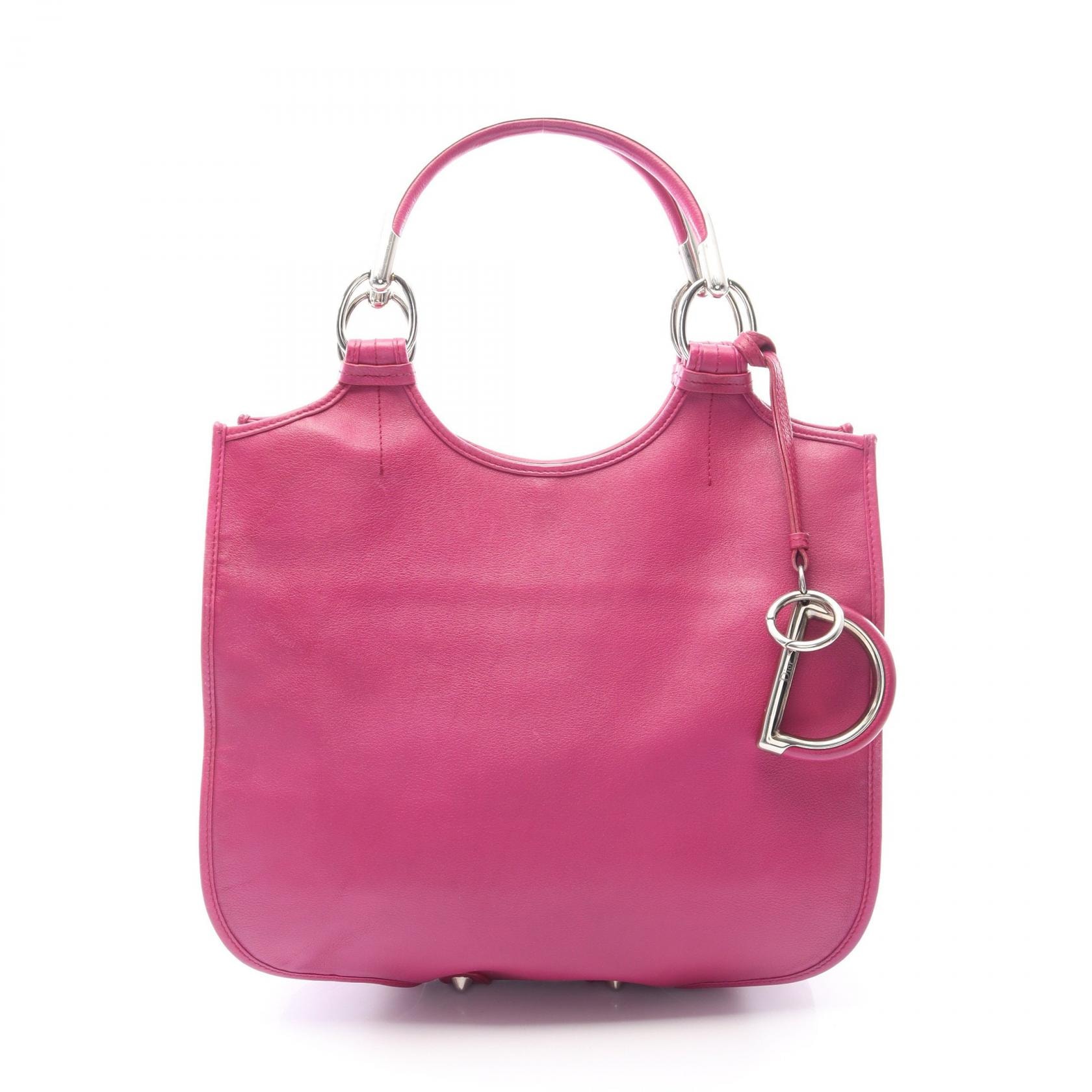 ディオール Dior Dチャーム ハンドバッグ バッグ レザー レディース ピンク系 【中古】
