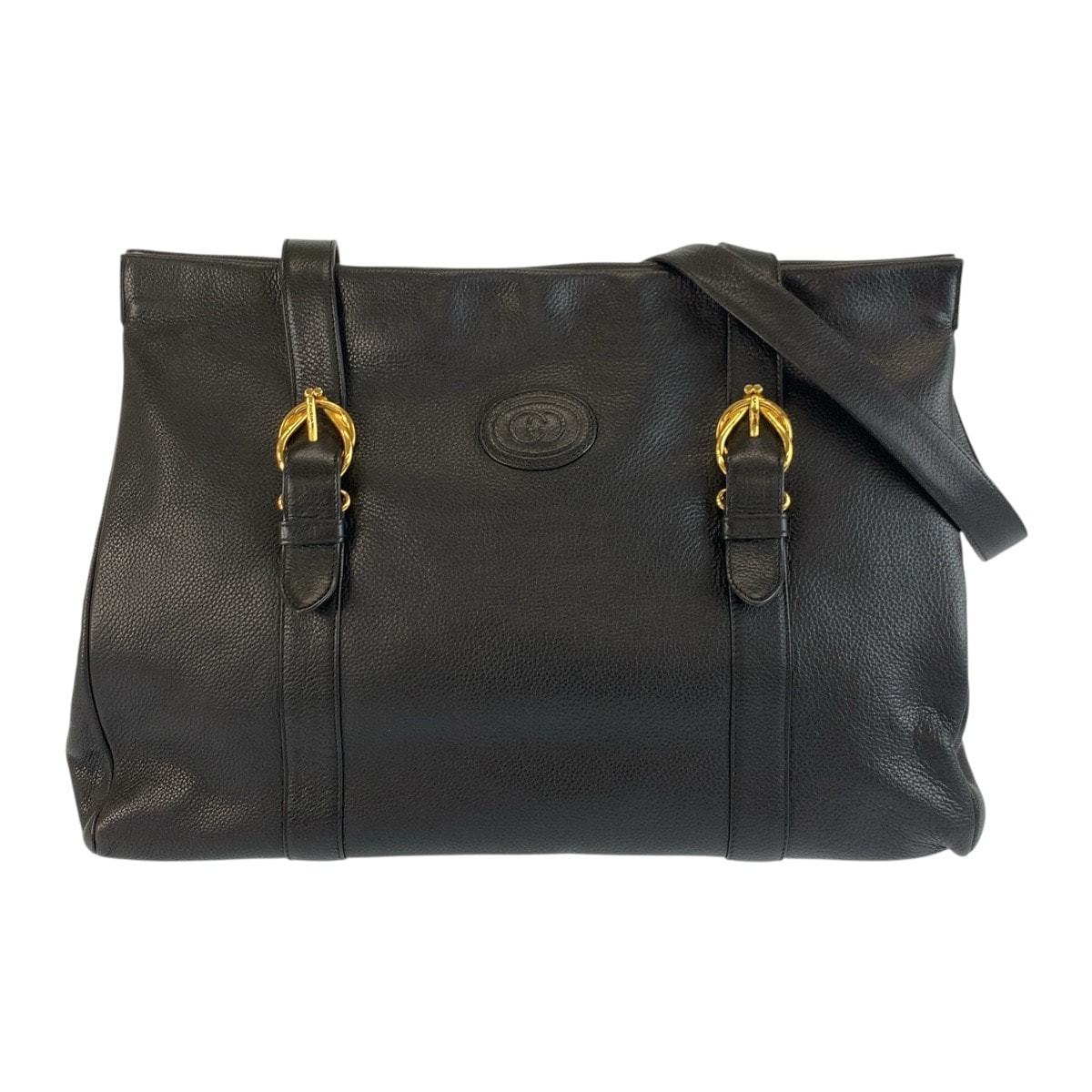 美品 GUCCI グッチ ヴィンテージ ブラック 黒 ゴールド金具 レザー トートバッグ ショルダーバッグ 602818 【中古】