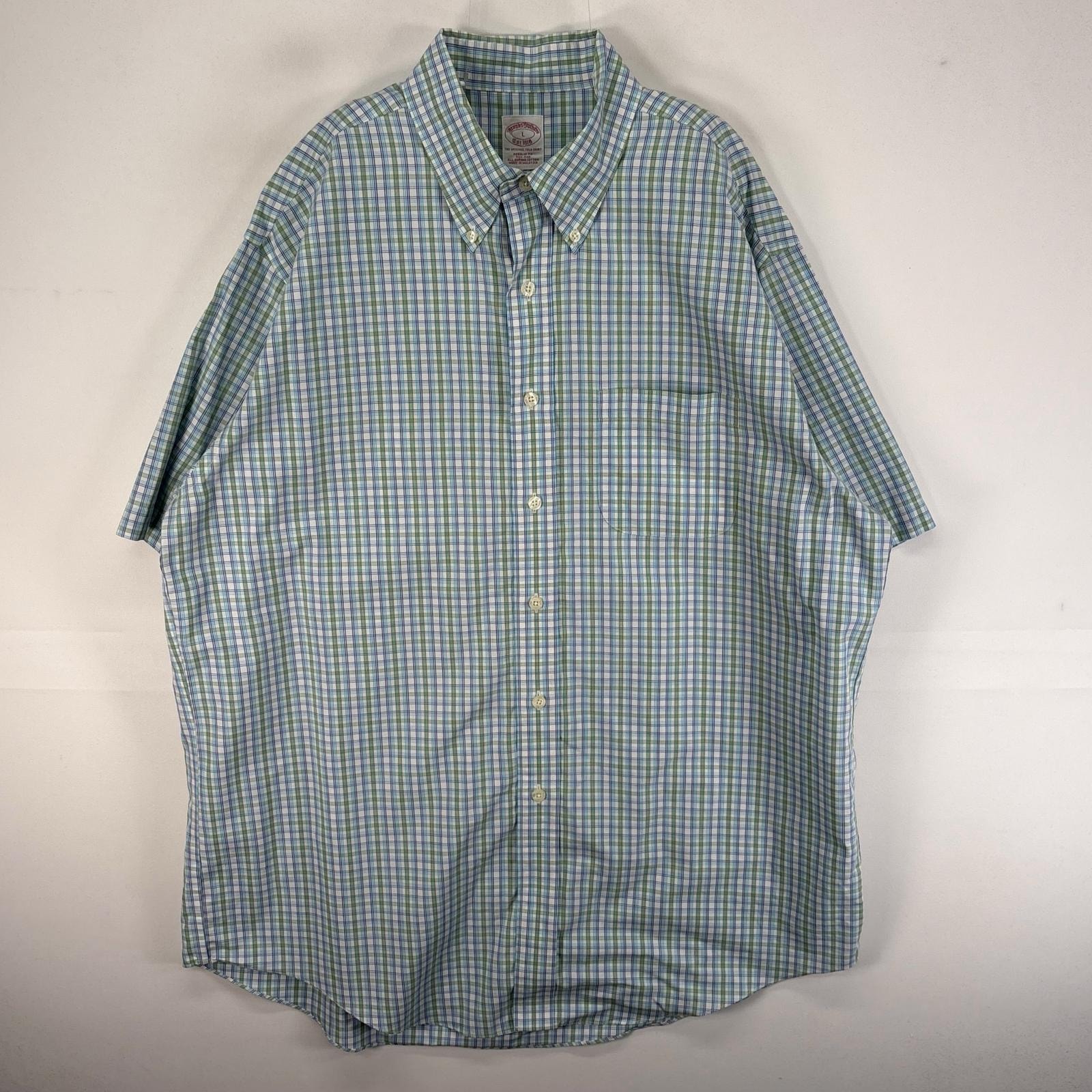 古着 ブルックスブラザーズ Brooks Brothers 半袖シャツ 胸ポケ 1818 L  ブルー系 チェック メンズ
