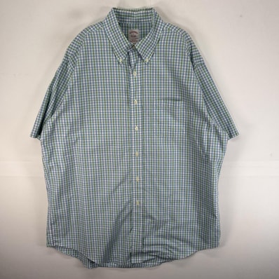 古着 ブルックスブラザーズ Brooks Brothers 半袖シャツ 胸ポケ 1818 L ブルー系 チェック メンズ
