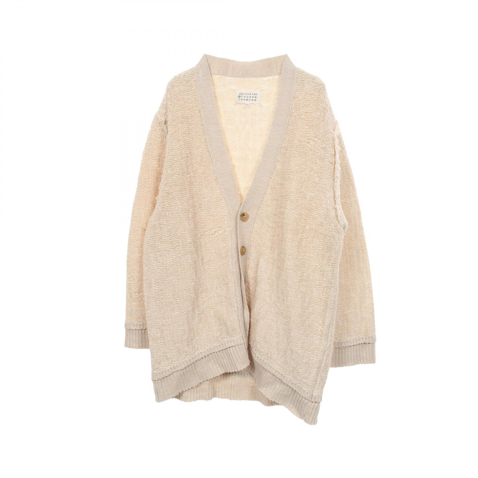 メゾン マルジェラ Maison Margiela Vネック カーディガン 衣料品 トップス コットン ヘンプ レディース アイボリー系 【中古】