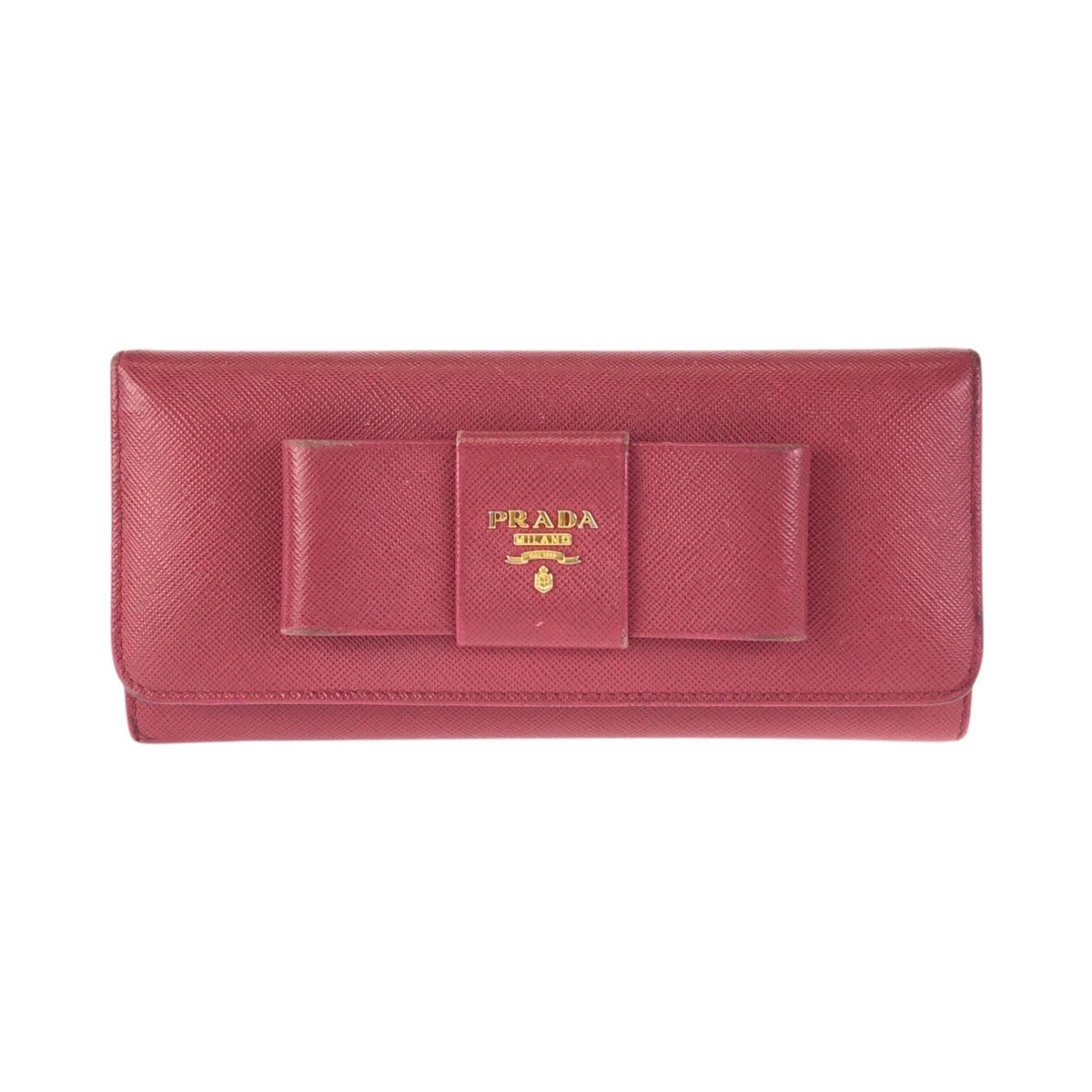 PRADA Fiocco Leather Flap Long Wallet "Pink"
