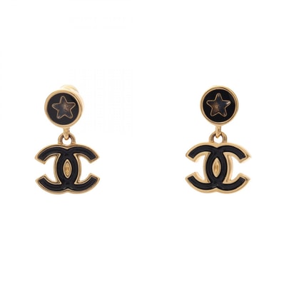 シャネル CHANEL ココマーク ピアス ジュエリー GP(ゴールドメッキ) レディース ゴールド系 / ブラック系 F25K 【中古】