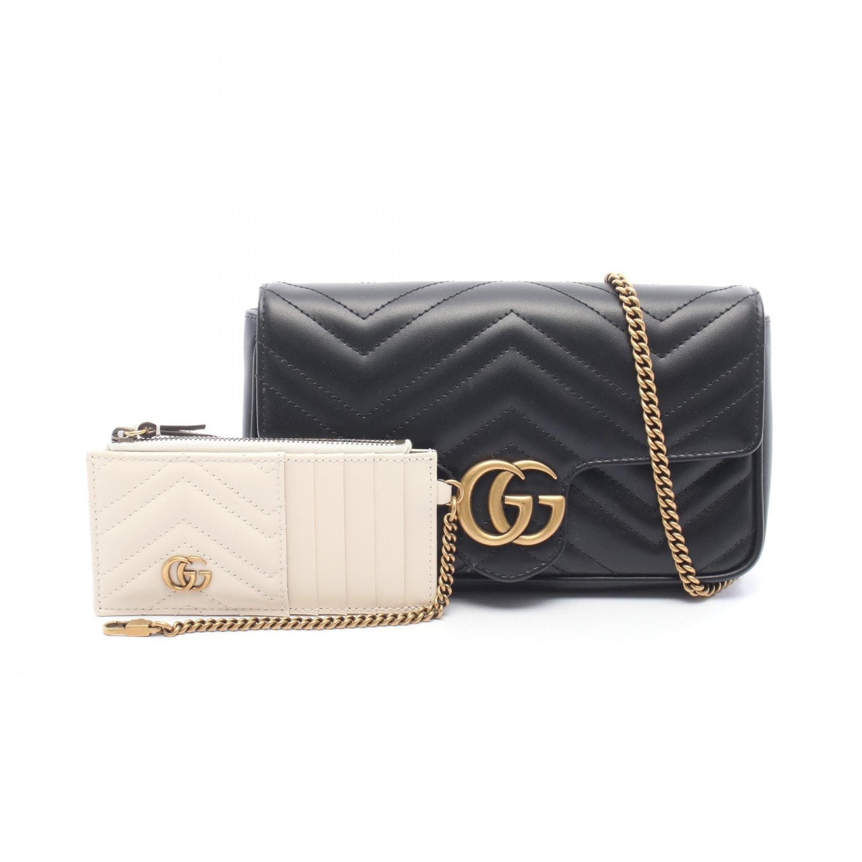 グッチ GUCCI GGマーモント スモール ショルダーバッグ バッグ レザー レディース ブラック系 751526AACCE1061 【新品】