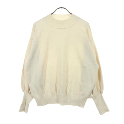 BEAMS HEART ビームスハート 長袖 バルーン袖 モックネック レーヨン混 セーター 生成