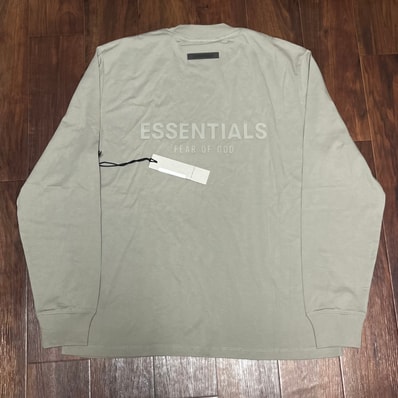 FEAR OF GOD ESSENTIALS Back Silicon Logo L/S T-Shirt "Dark Oatmeal"