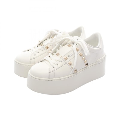 ヴァレンティノ・ガラヴァーニ Valentino Garavani ROCKSTUD UNTITLED ロックスタッズ アンタイトルド プラットフォーム スニーカー 靴 レザー レディース ホワイト系 【中古】