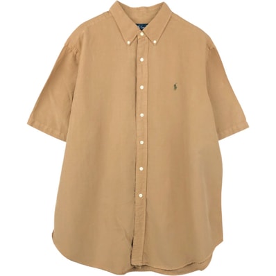 古着 ラルフローレン Ralph Lauren CLASSIC FIT クラシックフィット 半袖 リネン ボタンダウンシャツ メンズXXL相当/eaa659120