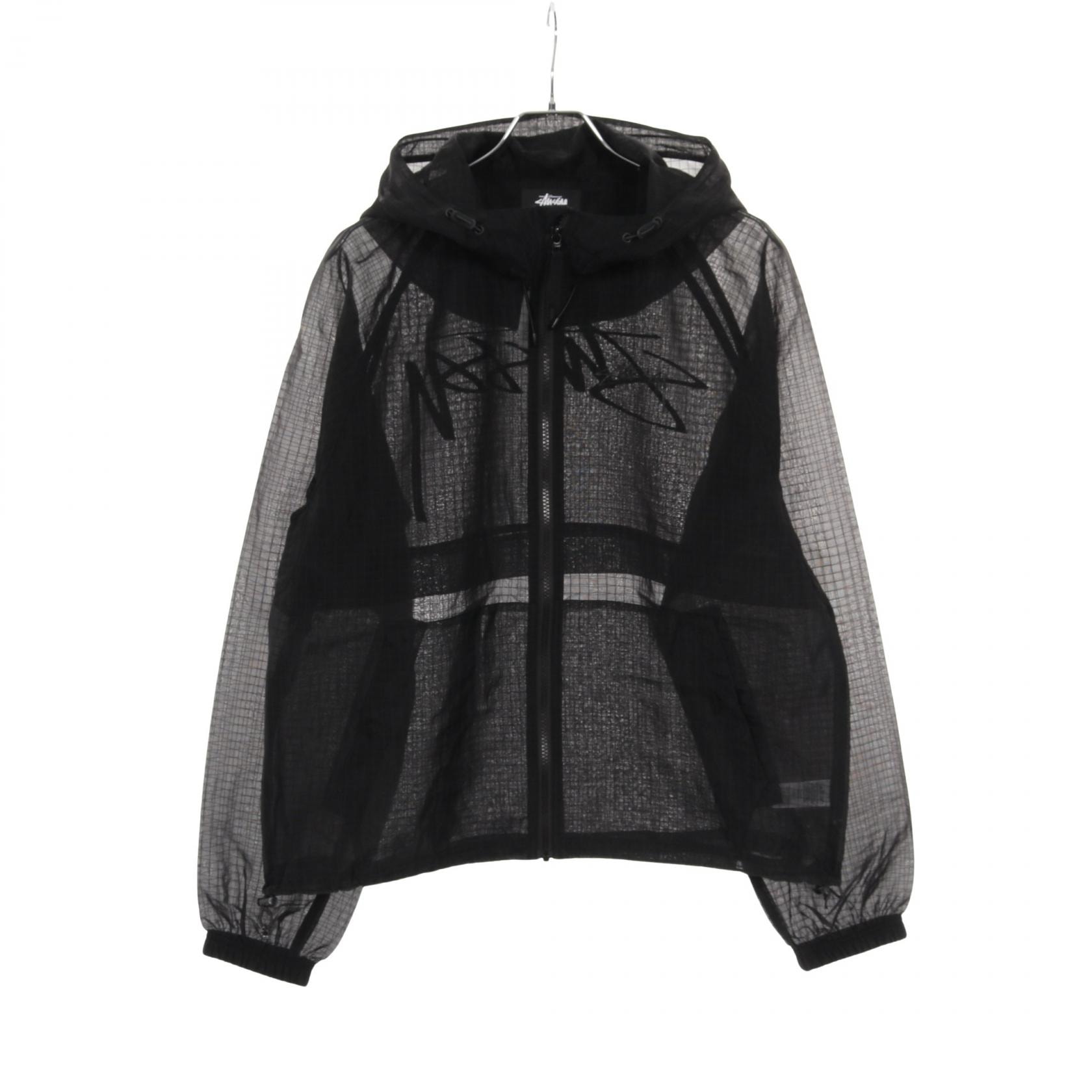 ステューシー STUSSY BEACH SHELL シースルー パーカー 衣料品 トップス ナイロン メンズ ブラック系 【中古】