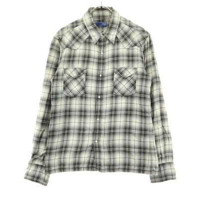 BEAMS ビームス チェック柄 長袖 コットンシャツ L ブラック系