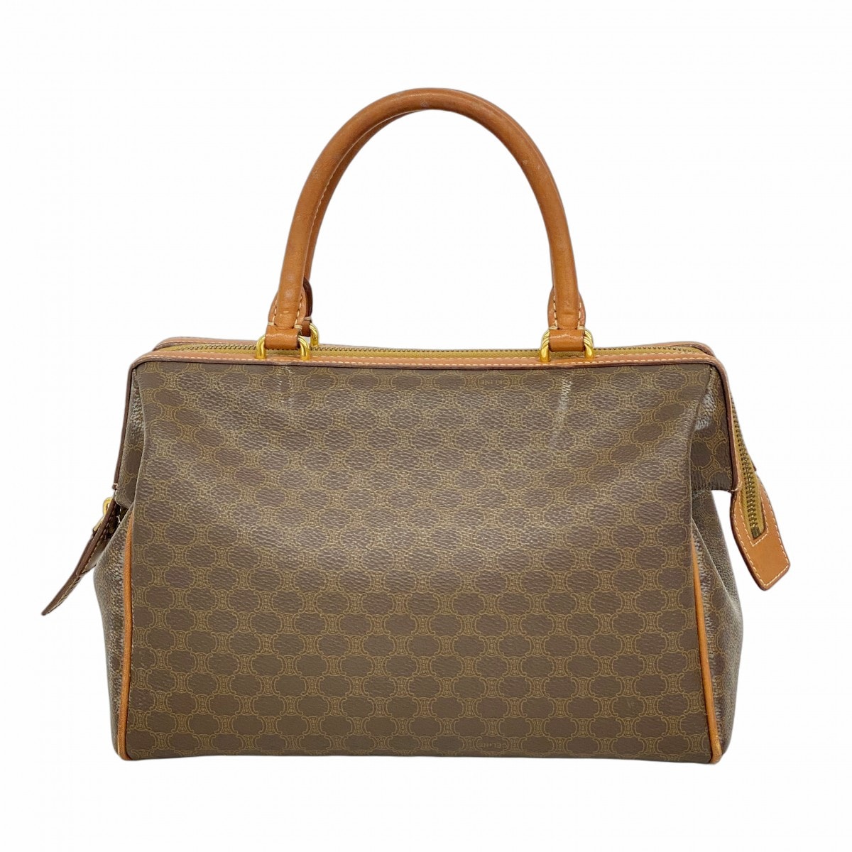 【6dc2398-k】セリーヌ ハンドバッグ マカダム PVC ブラウン ゴールド金具【中古】レディース