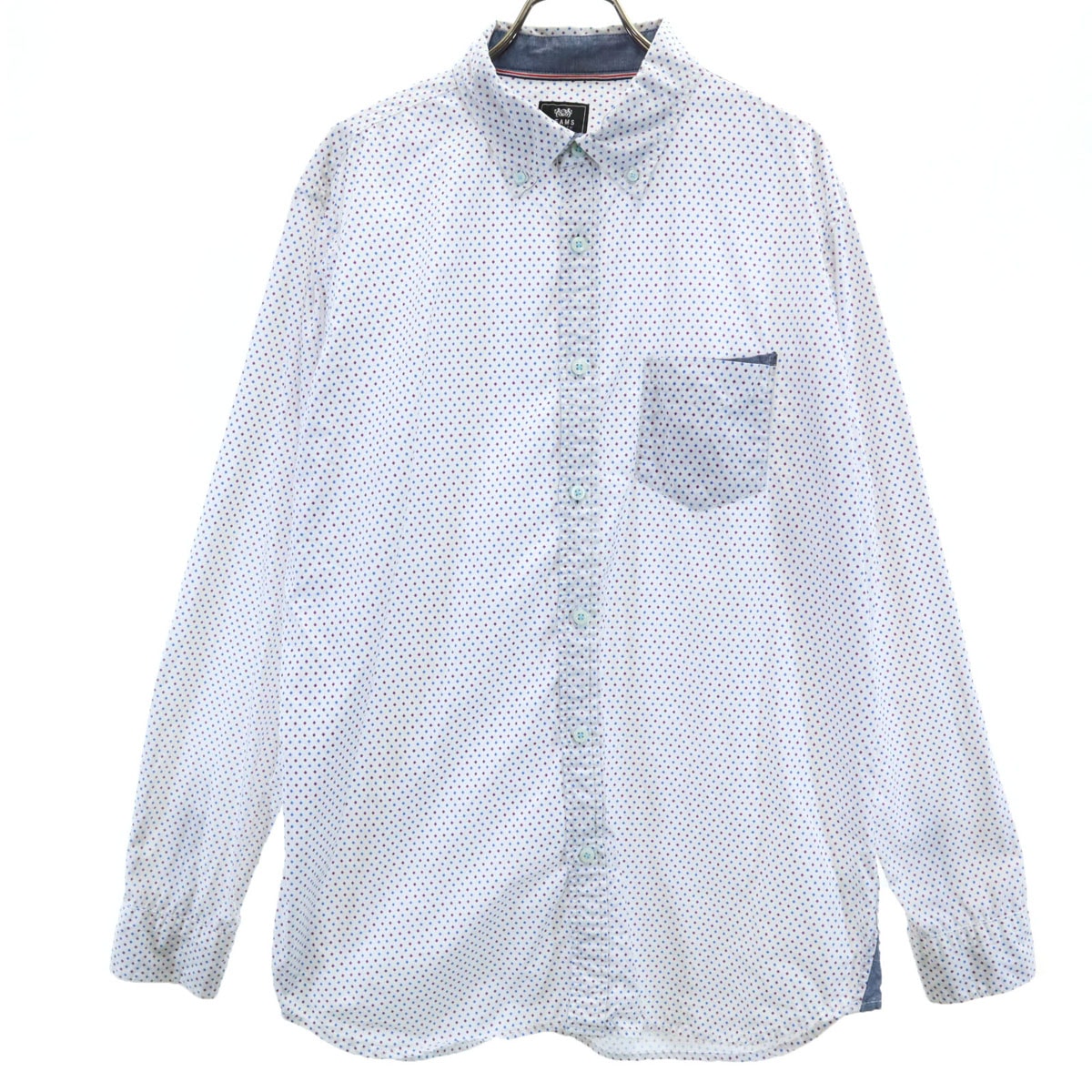 BEAMS HEART ビームスハート 総柄 長袖 ボタンダウンシャツ XL ホワイト系