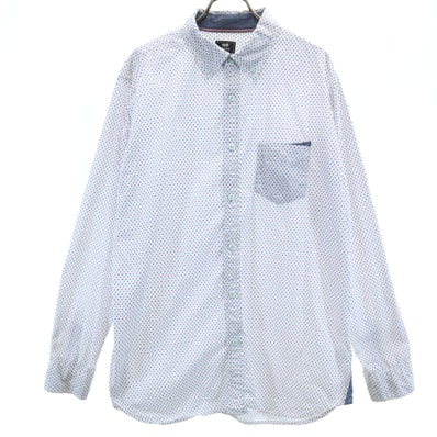 BEAMS HEART ビームスハート 総柄 長袖 ボタンダウンシャツ XL ホワイト系