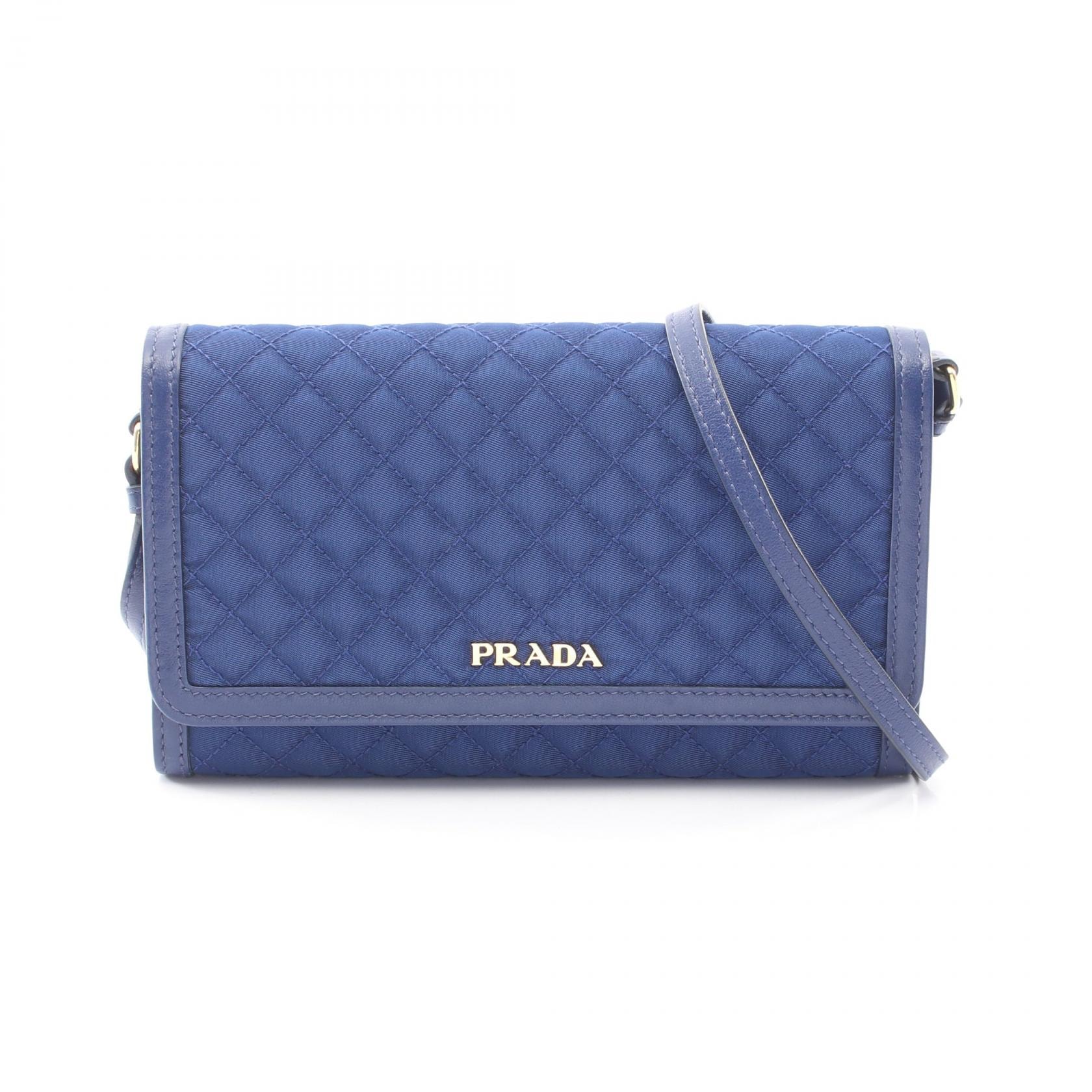 プラダ PRADA キルティング ショルダーバッグ バッグ ナイロン レザー レディース ブルー系 【中古】