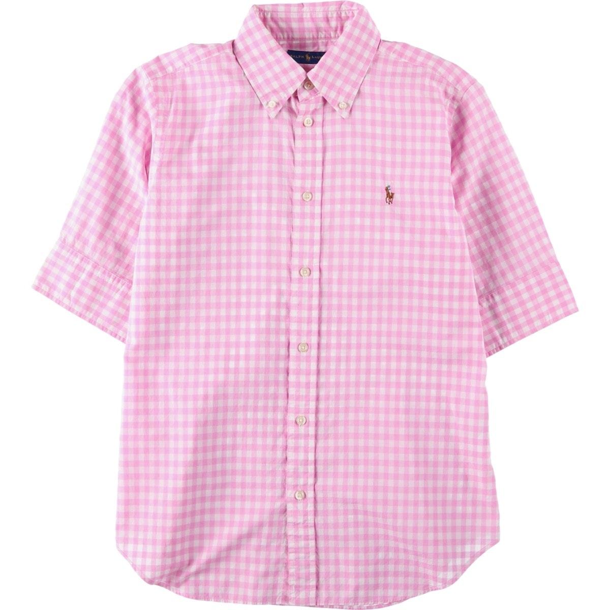 古着 ラルフローレン Ralph Lauren ギンガムチェック ボタンダウン 半袖 コットン チェックシャツ レディースM相当/eaa619666
