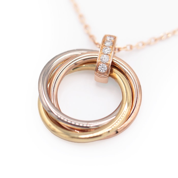 CARTIER カルティエ トリニティ スリーフープ ネックレス ダイヤモンド K18スリーカラー イエローゴールド ホワイトゴールド ピンクゴールド 18金 K18YG K18WG K18PG ジュエリー ユニセックス チェーン全長42cm