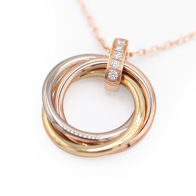CARTIER カルティエ トリニティ スリーフープ ネックレス ダイヤモンド K18スリーカラー イエローゴールド ホワイトゴールド ピンクゴールド 18金 K18YG K18WG K18PG ジュエリー ユニセックス チェーン全長42cm