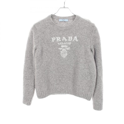 プラダ PRADA ロゴ クルーネック ニット 衣料品 トップス カシミヤ ウール レディース グレー系 P24B2Q 【中古】