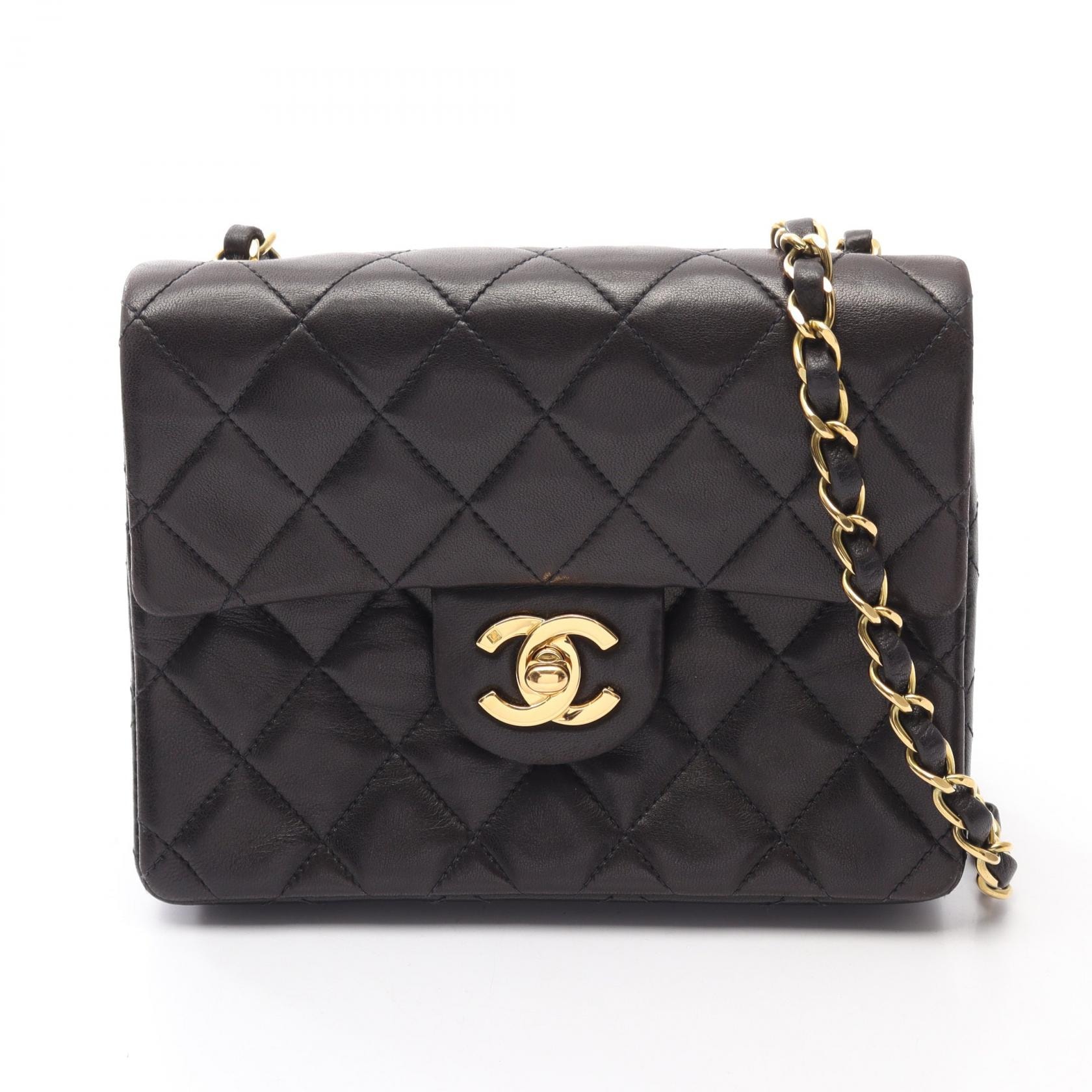 シャネル CHANEL ミニマトラッセ ショルダーバッグ バッグ ラムスキン(羊革) レディース ブラック系 【中古】