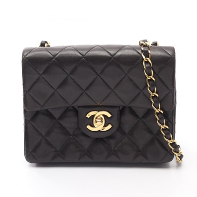 シャネル CHANEL ミニマトラッセ ショルダーバッグ バッグ ラムスキン(羊革) レディース ブラック系 【中古】