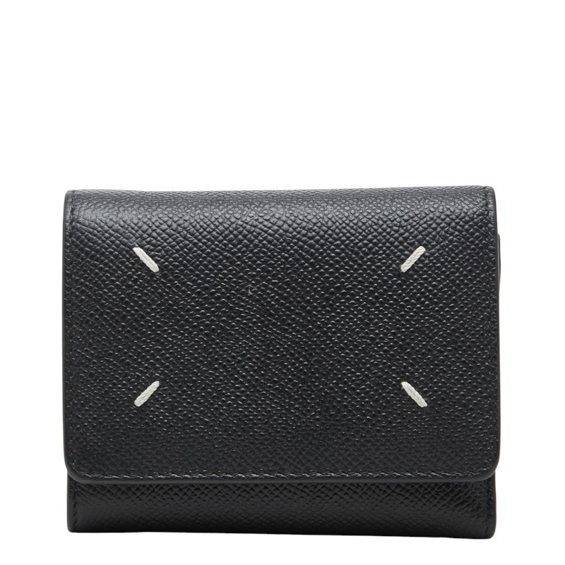 マルタンマルジェラ WALLET CLIP 3 WITH ZIP 4ステッチ コンパクト ウォレット 二つ折り財布 SA3UI0017 P4745 ブラック レザー レディース MARTIN MARGIELA 【中古】
