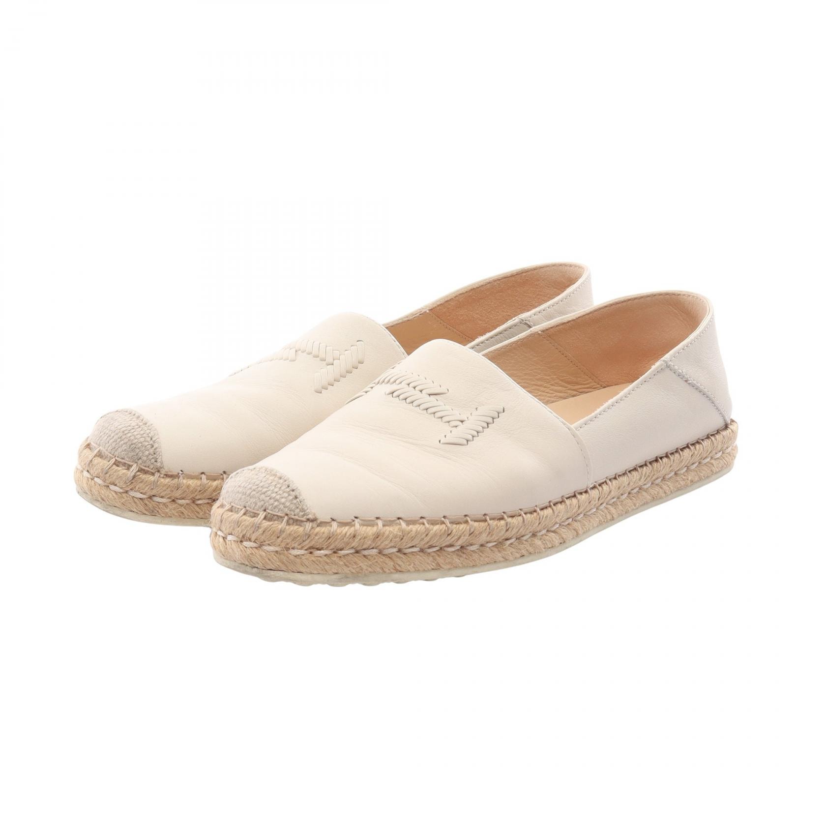 トッズ TOD'S エスパドリーユ スリッポン 靴 レザー レディース アイボリー系 【中古】