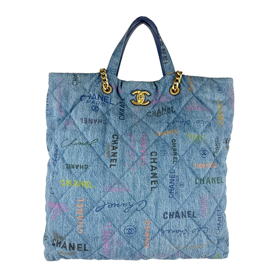 シャネル CHANEL ハンドバッグ ショルダーバッグ デニム ブルー/マルチカラー ゴールド レディース【中古】 z9422